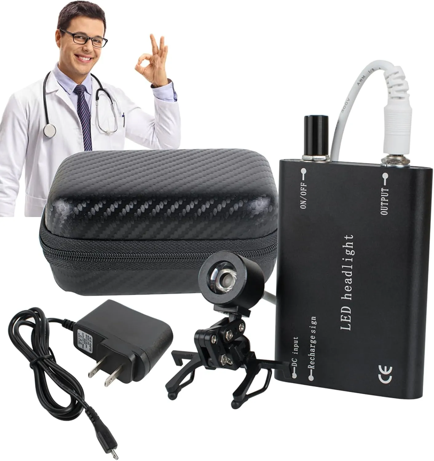 ﻿ Portable Black Head Light Lamp for Surgical Medical Binocular Loupe Professional Durability