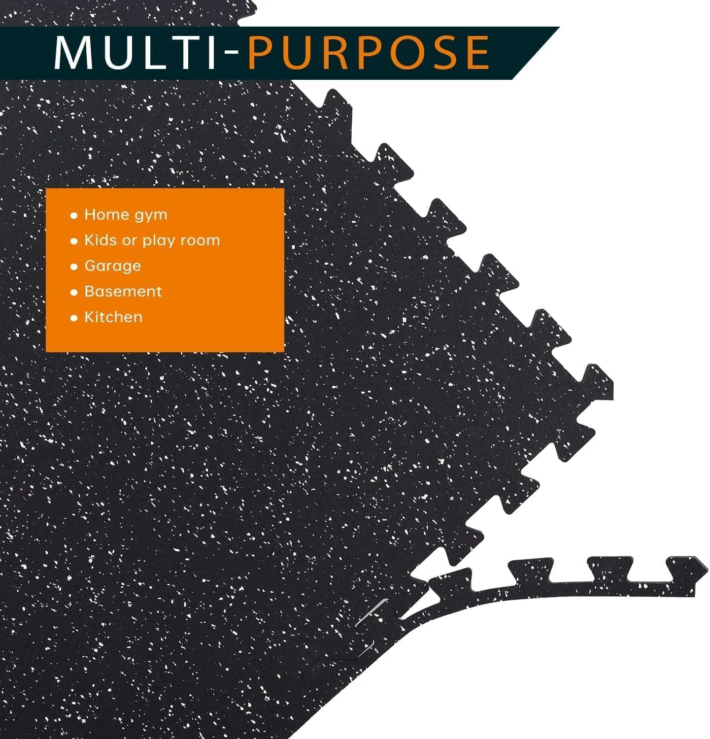0.46" Thick 48 Sq Ft Rubber Top High Density EVA Foam Exercise Gym Mats 12 Pcs - Interlocking Puzzle Floor Tiles for Home Gym Heavy Workout Equipment Flooring - 24 x 24in Tile, Black & White