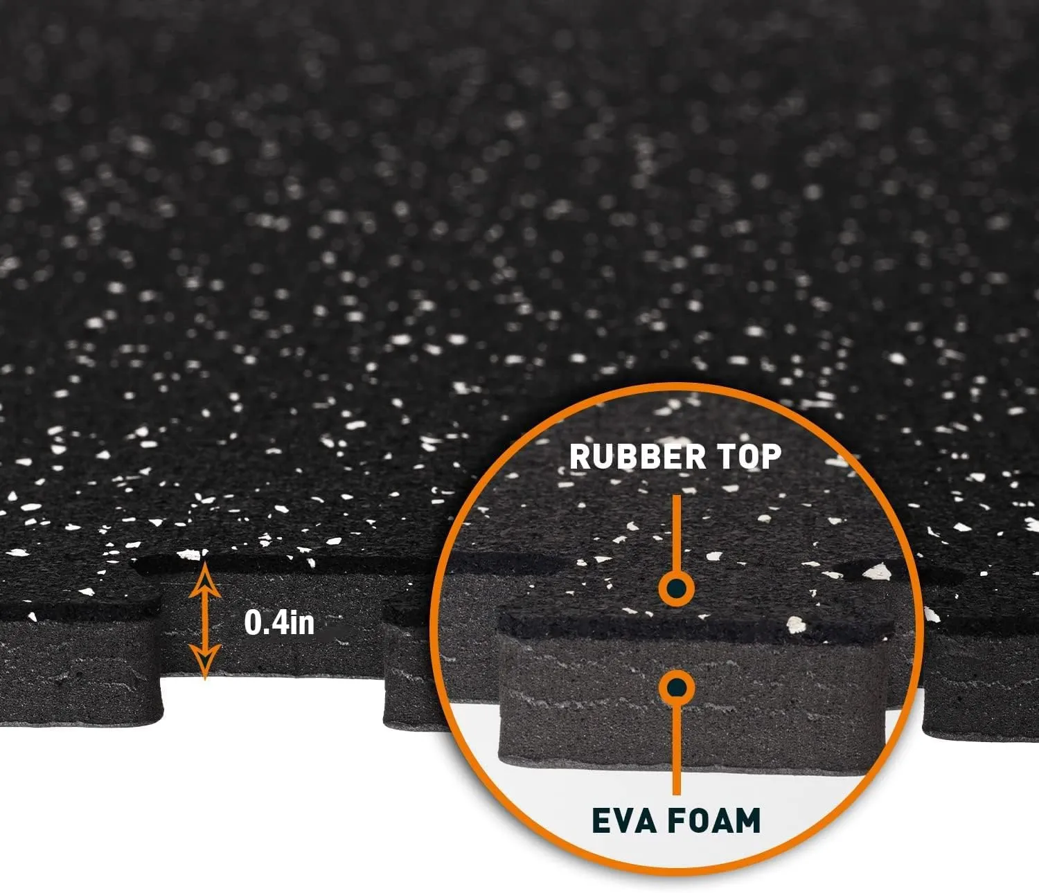 0.46" Thick 48 Sq Ft Rubber Top High Density EVA Foam Exercise Gym Mats 12 Pcs - Interlocking Puzzle Floor Tiles for Home Gym Heavy Workout Equipment Flooring - 24 x 24in Tile, Black & White