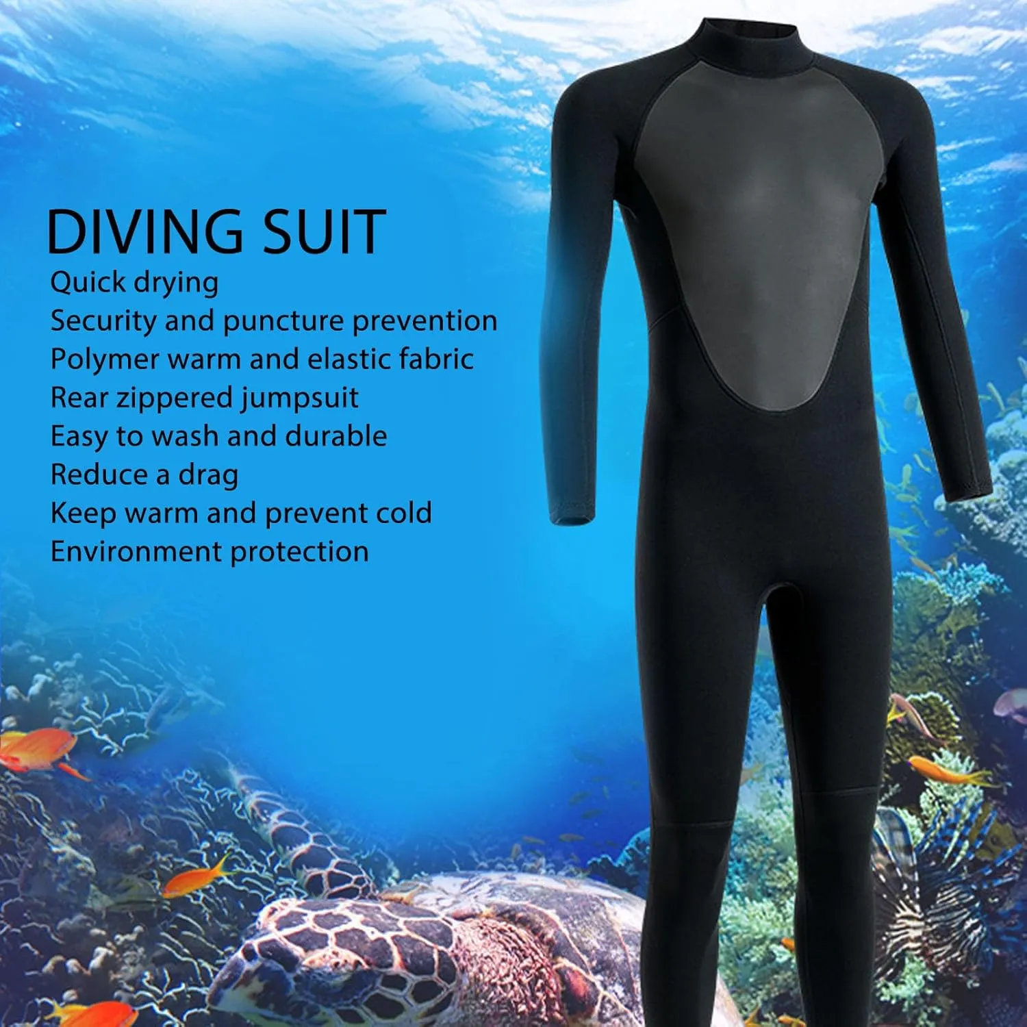 1 Piece Neoprene Wetsuit, Full Body UV Proof Diving Suit, Waterproof, Soft and Comfortable, for Water Sports