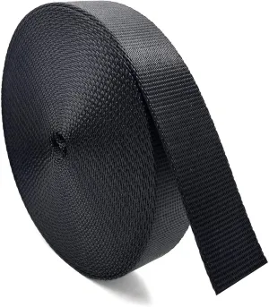 1 Roll 10 Yards 1.5 Inch Wide Flat Nylon Webbing Strap for DIY Making Luggage Strap, Dog Leashes, Lawn Chairs, Hammocks, Towing, Outdoor Activities, Canoe Seat, Furniture, Slings - Black