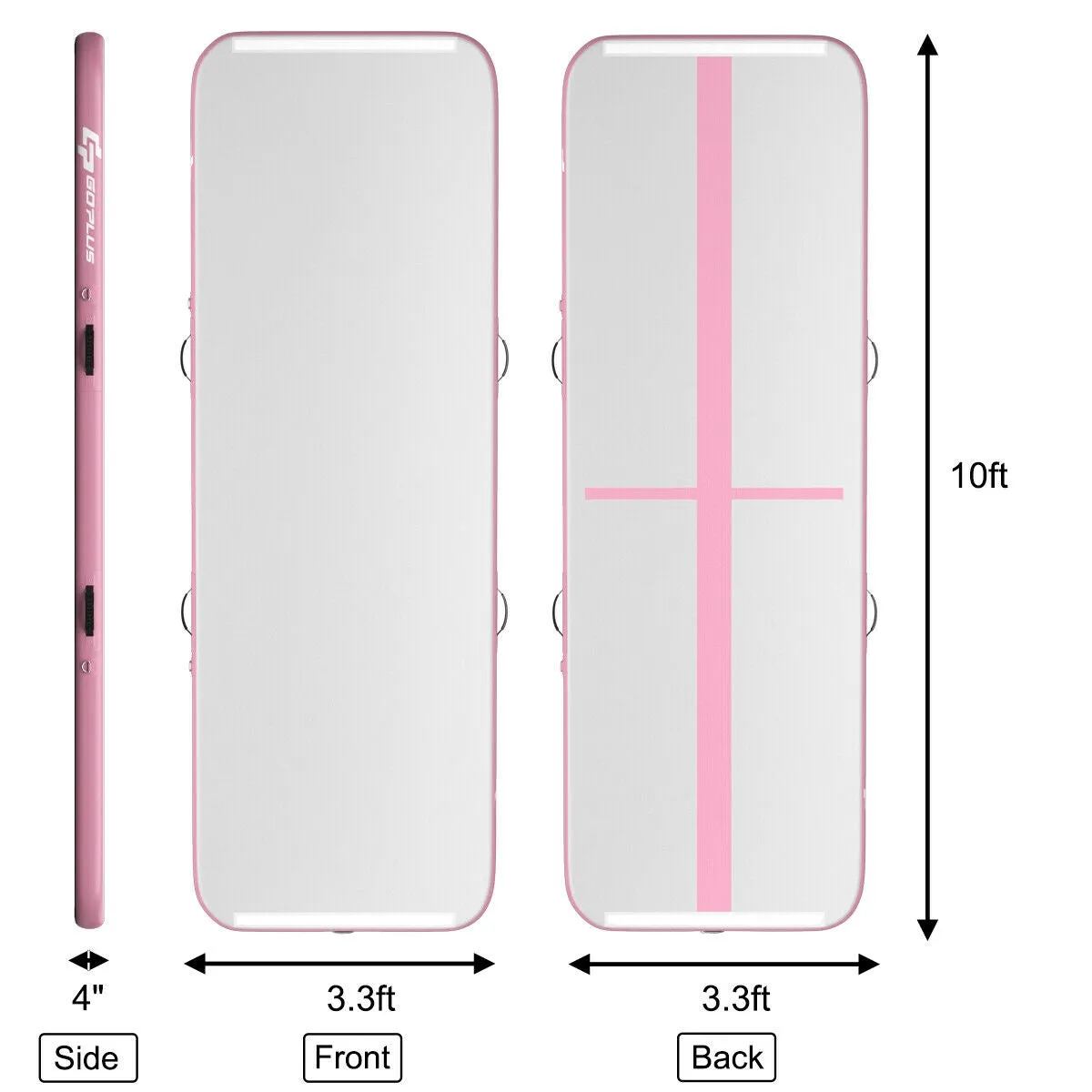 10 Feet Inflatable Gymnastics Tumbling Mat with Pump-Pink