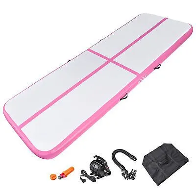 10 Ft Air Mat Track Inflatable Tumbling Mat Gymnastics Training Fitness Pink