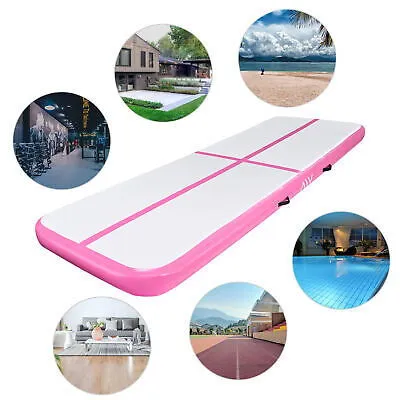 10 Ft Air Mat Track Inflatable Tumbling Mat Gymnastics Training Fitness Pink