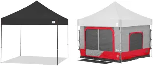 10' x 10' Pyramid Shelter Canopy with Wide-Trax Bag & Camping Cube Tent Add-On for E-Z UP Straight Leg Canopy