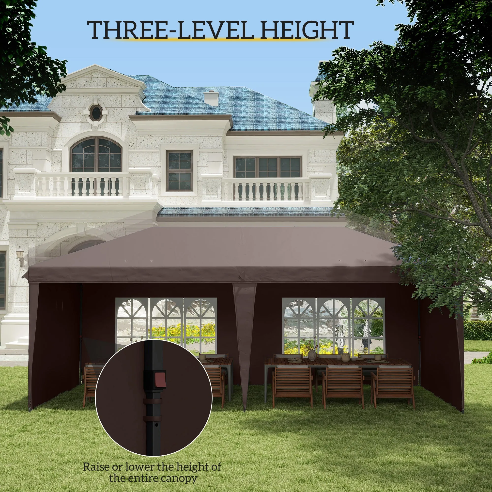 10' x 20' Pop Up Canopy Tent with 4 Sidewalls & Carry Bag, Instant Gazebo for Patio & Garden