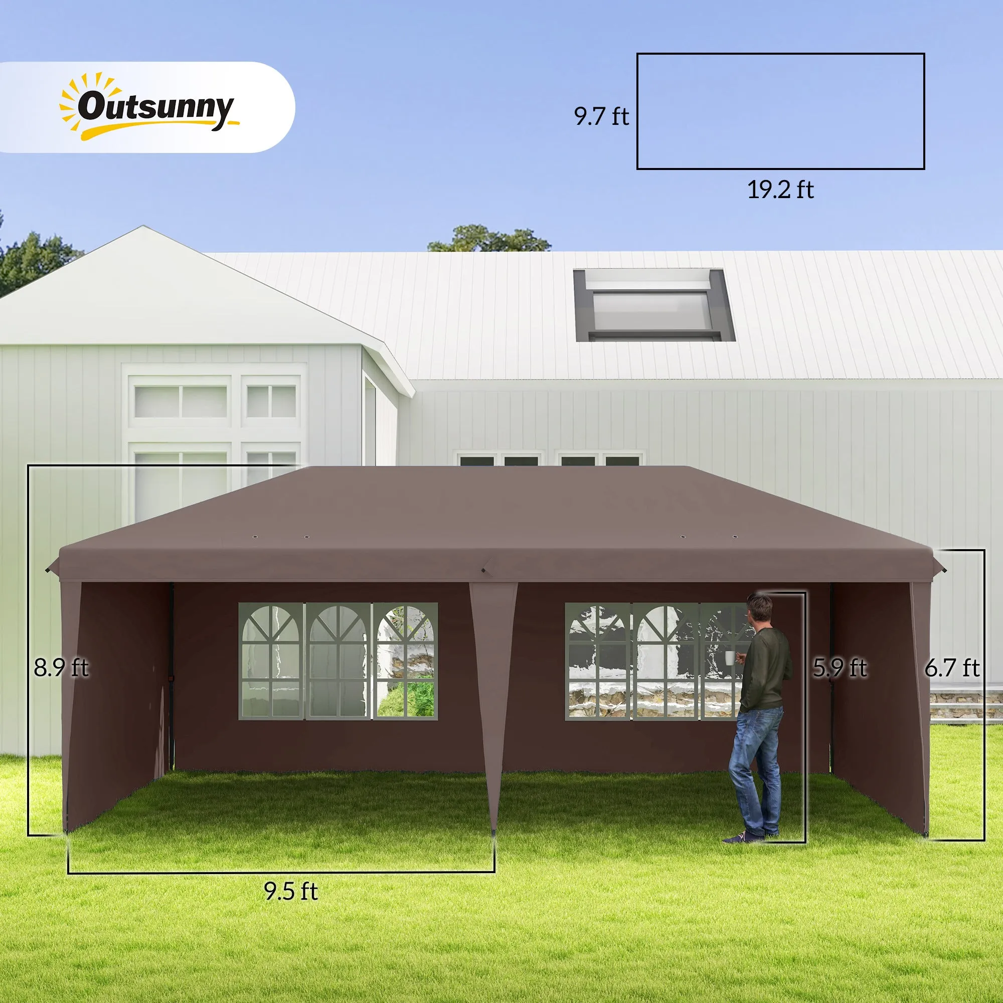 10' x 20' Pop Up Canopy Tent with 4 Sidewalls & Carry Bag, Instant Gazebo for Patio & Garden