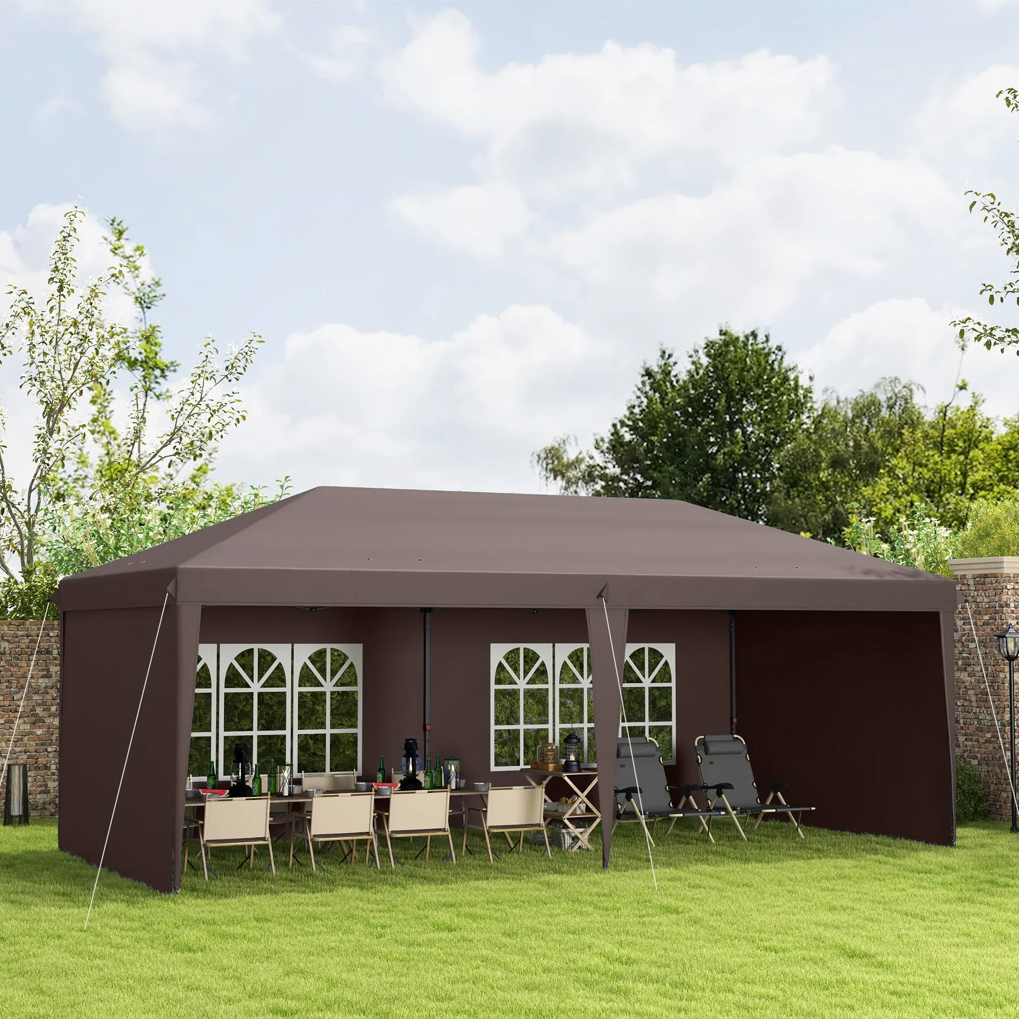10' x 20' Pop Up Canopy Tent with 4 Sidewalls & Carry Bag, Instant Gazebo for Patio & Garden