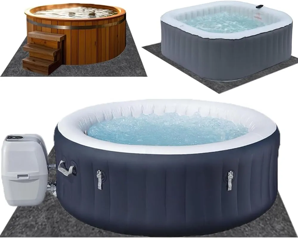 100x100 Inch Hot Tub Mat, Inflatable Hot Tub Mat, Large Washable Floor Protection Mat, Portable Spa Pool Accessories, Waterproof Non-Slip Underlining Absorbent Spa Pool Floor Base Protection