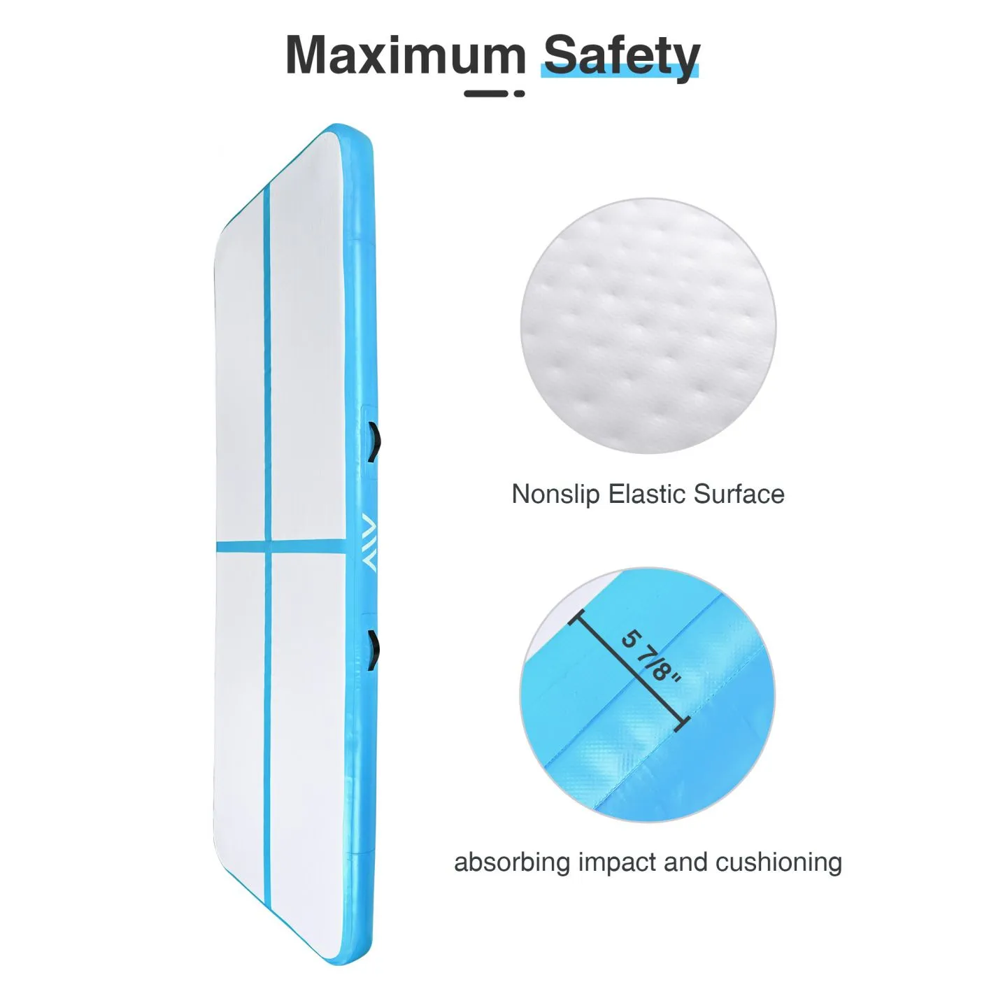 10/13/20 Ft Air Mat Track Inflatable Tumbling Mat Gymnastics Training Fitness 10FT, Blue