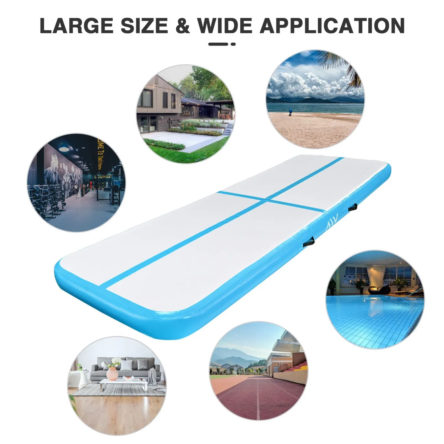 10/13/20 Ft Air Mat Track Inflatable Tumbling Mat Gymnastics Training Fitness 10FT, Blue