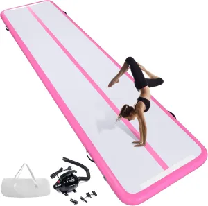 10ft 13ft 16ft 20ft Inflatable Air Gymnastics Mat Track Tumbling Mats with Electric Air Pump 4 Inches Thich for Home Use/Training/Yoga/Outdoor/Water