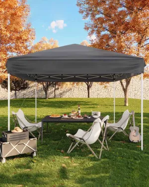 10x10 Pop Up Canopy Tent, Outdoor Canopy Tent with 3 Adjustable Height, Easy Set Up Canopy with 4 Sandbags & Carrying Bag for Camping, Parties,Outdoor Events - Gray