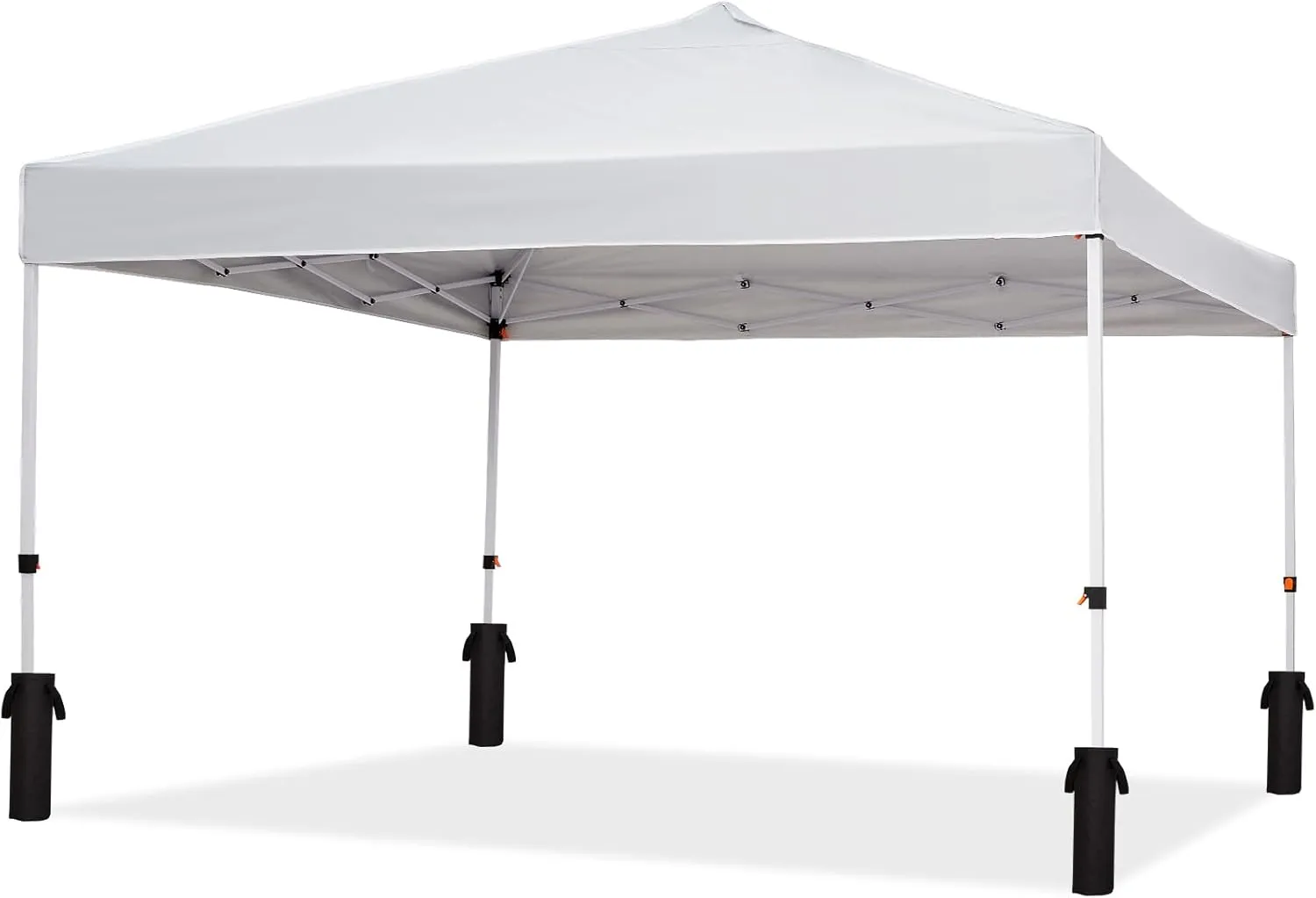10x10 Pop Up Canopy with Ten, Beach Tent with One Push Setup, Waterproof Outdoor Beach Canopy, Pop-Up Sun Shelter Canopy with Wheeled Bag for Parties, Beach, Outdoor, White