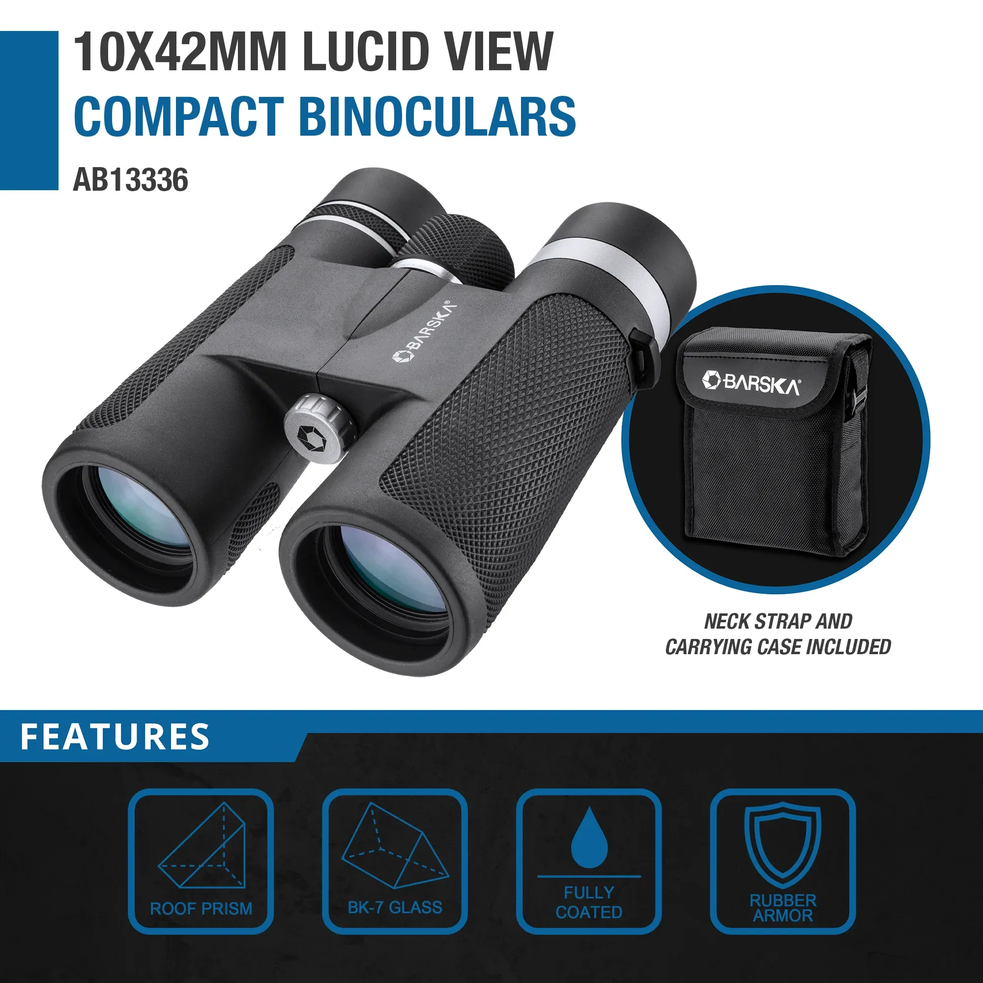 10x42mm Lucid View Compact Binoculars, 2nd Gen | AB13336