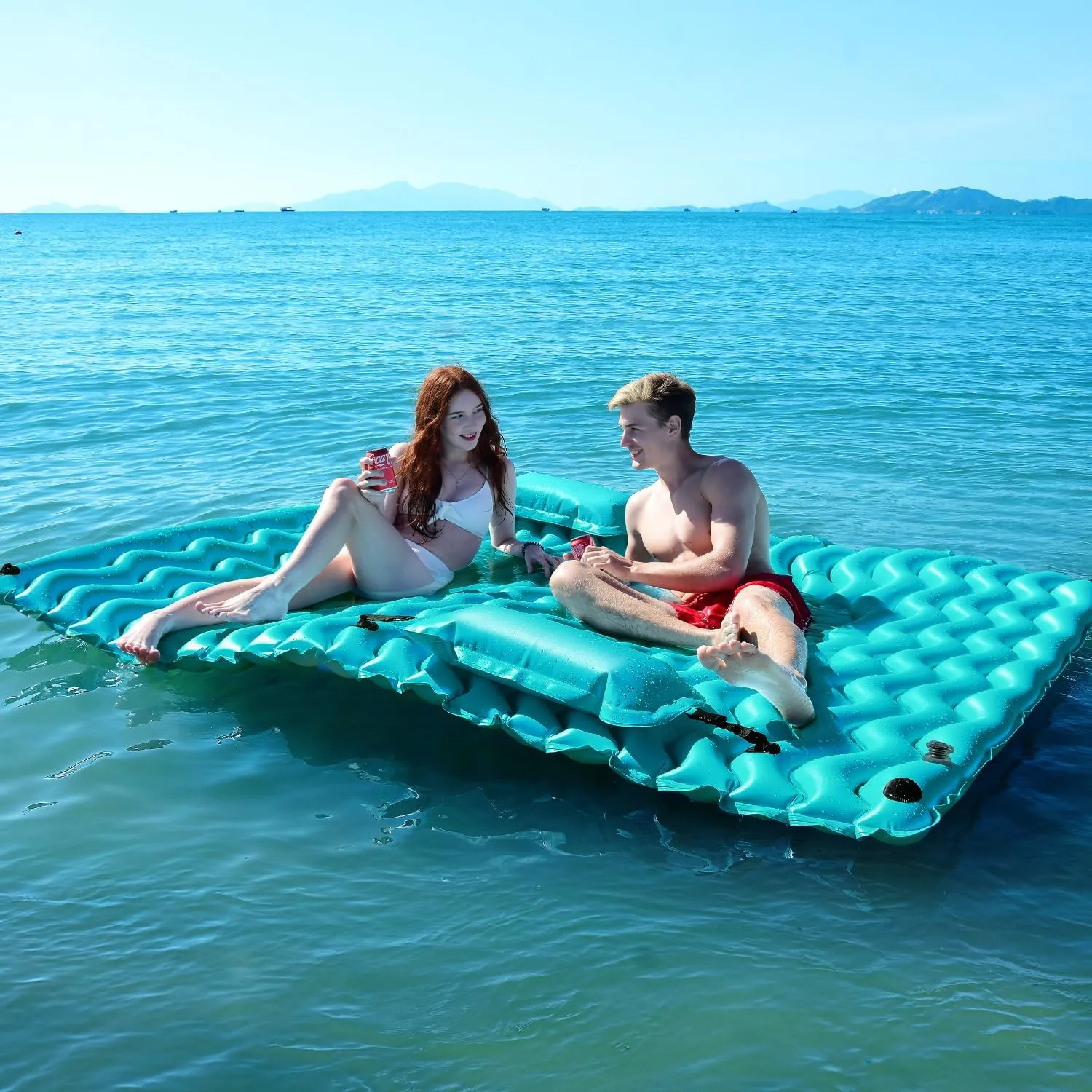 114'' X 72'' Giant Inflatable Floating Mat-Pool Float Lake Floats for Adults with Pool Hammock Pool Mats for Floating Swimming Pool, Beach, Lake for Summer Water Party