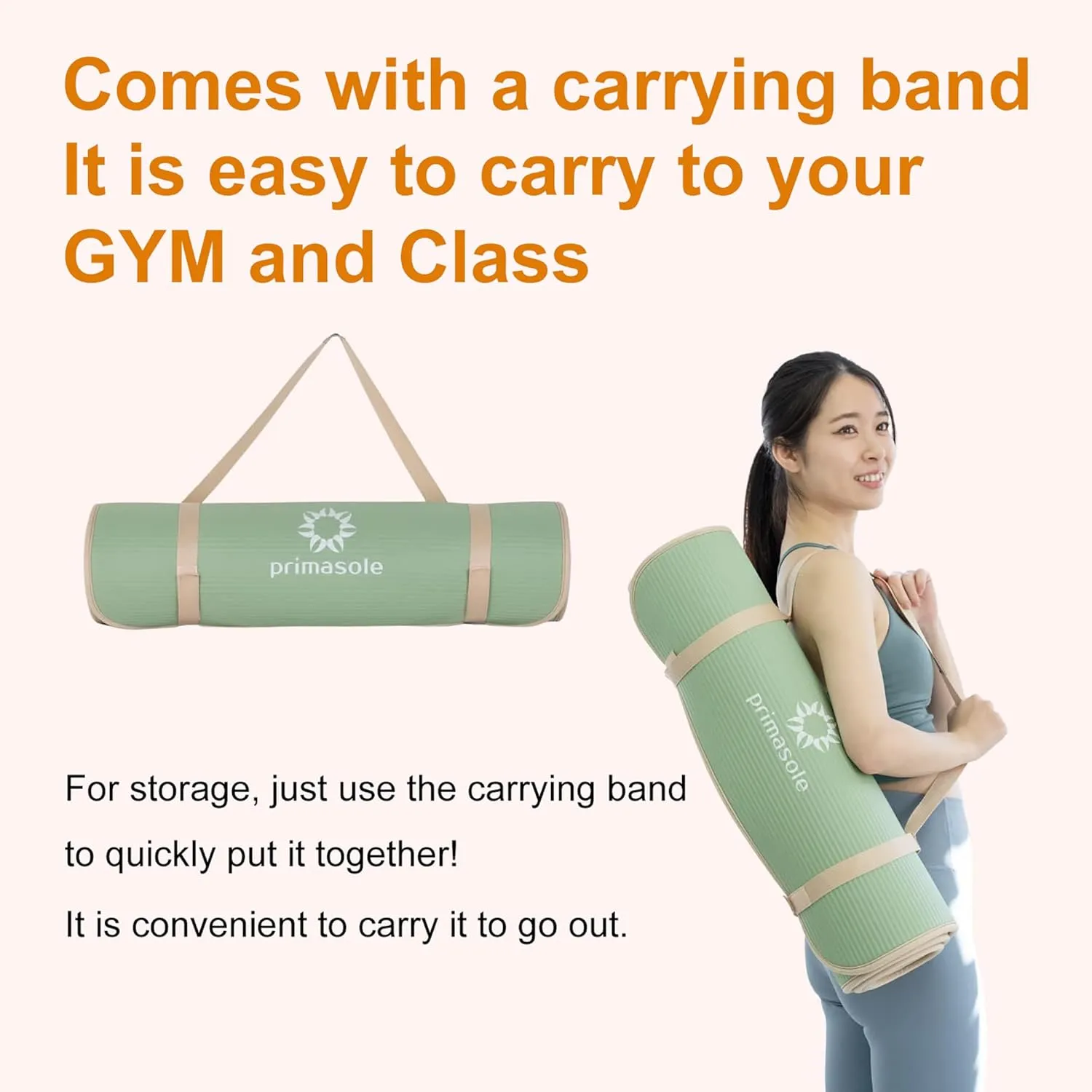 1/2 Thick Exercise Mat with Carry Strap & Case Mat for Yoga Pilates Fitness at Home and Gym 72" L x 24" W