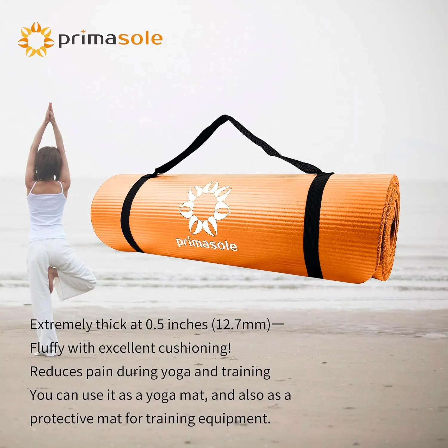 1/2 Thick Exercise Mat with Carry Strap & Case Mat for Yoga Pilates Fitness at Home and Gym 72" L x 24" W