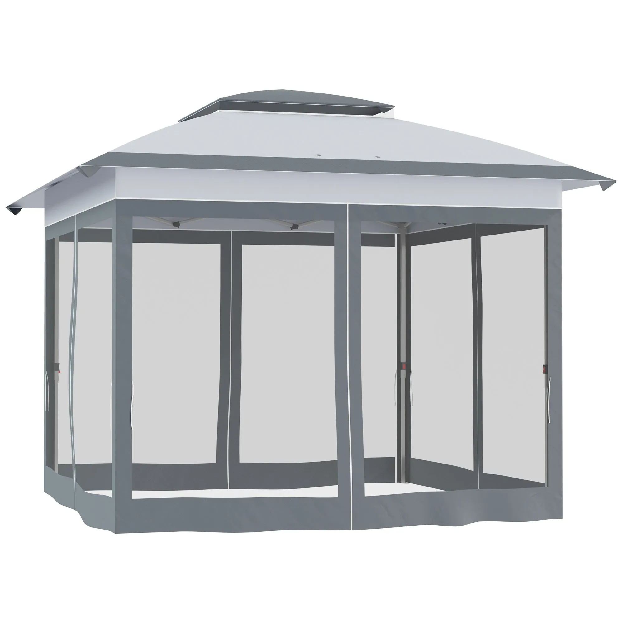 12' x 12' Canopy Tent with Netting, Instant Setup, Adjustable Height, Gray