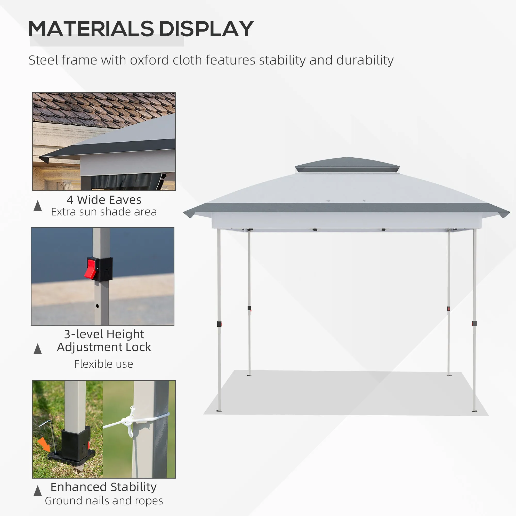 12' x 12' Canopy Tent with Netting, Instant Setup, Adjustable Height, Gray