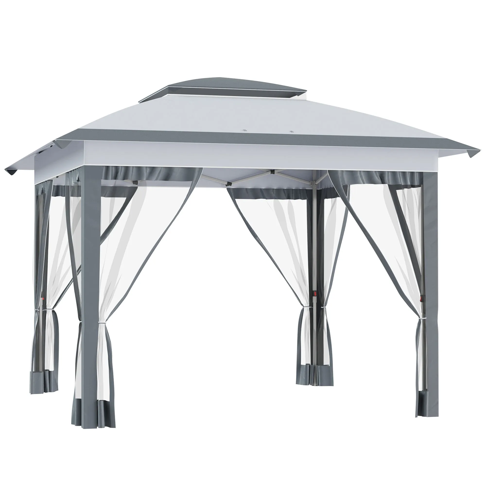 12' x 12' Canopy Tent with Netting, Instant Setup, Adjustable Height, Gray