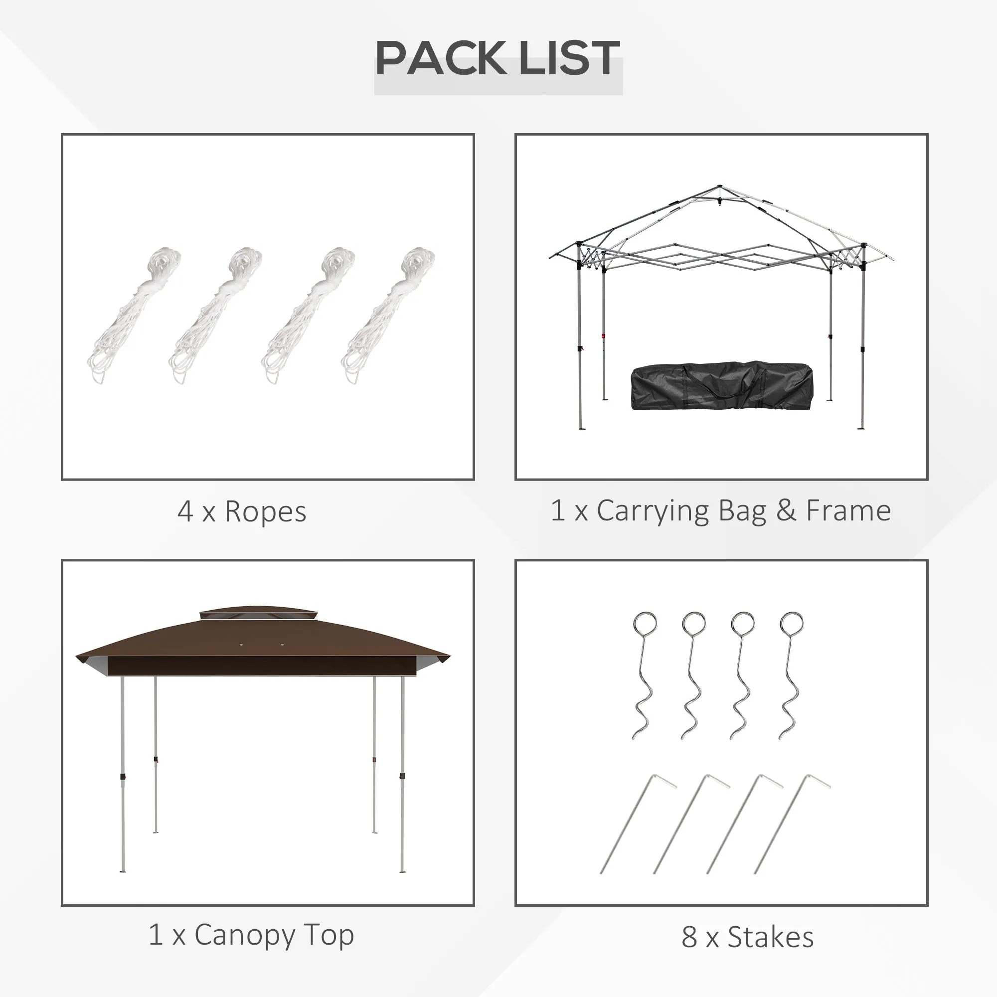12' x 12' Pop-Up Canopy Tent with Netting & Carry Bag, Instant Shelter, 137 sq.ft Shade, Dark Brown