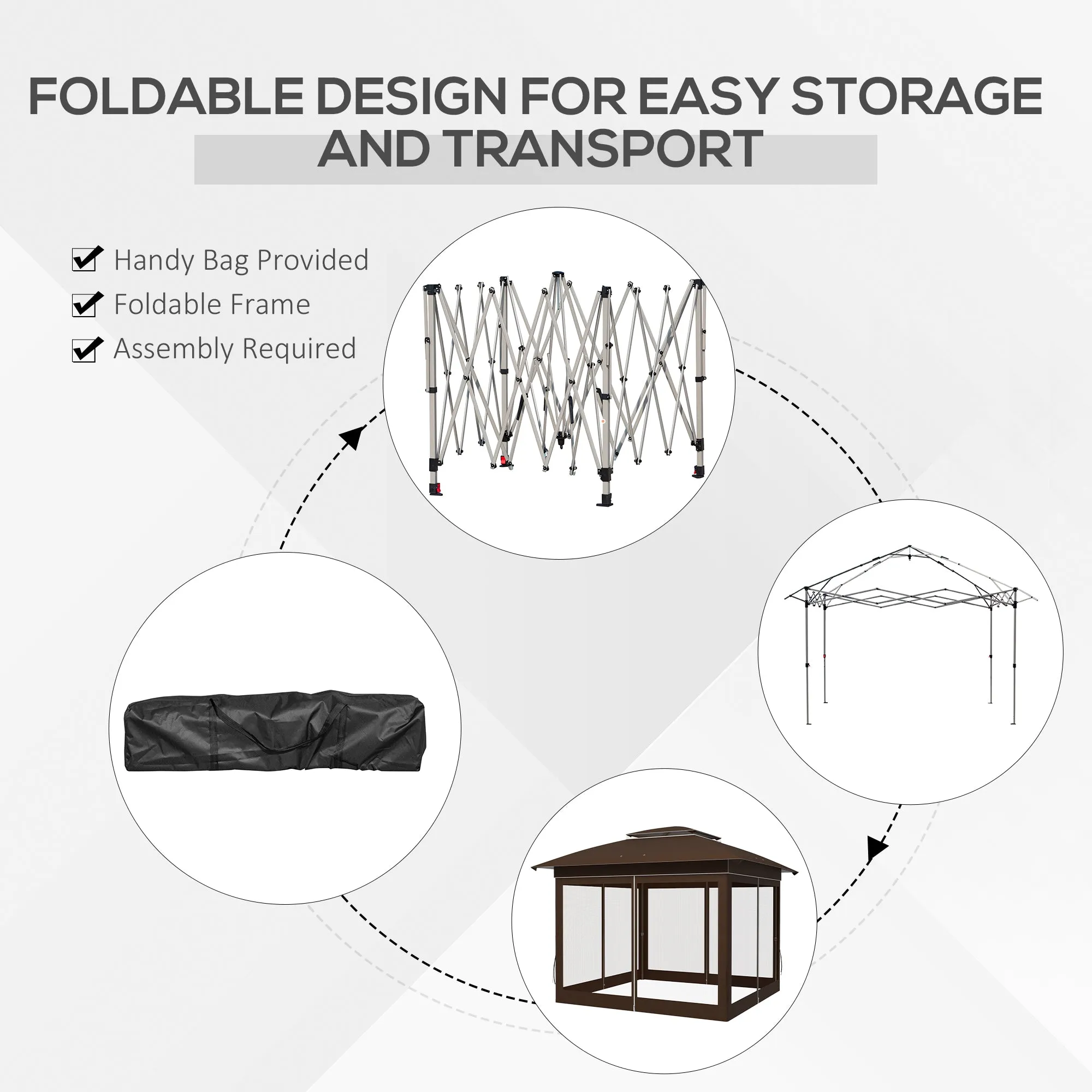 12' x 12' Pop-Up Canopy Tent with Netting & Carry Bag, Instant Shelter, 137 sq.ft Shade, Dark Brown