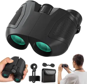 12x30 Compact Binoculars for Adults and Kids, High Power Lightweight Small Binoculars with Phone Adapter for Cruise Ship Hiking Bird Watching Sports Safari Viewing Football Sports Concert