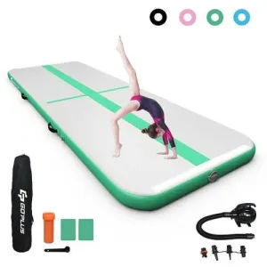 13 Feet Air Track Inflatable Gymnastics Tumbling Mat with Pump -Green - Color: Green