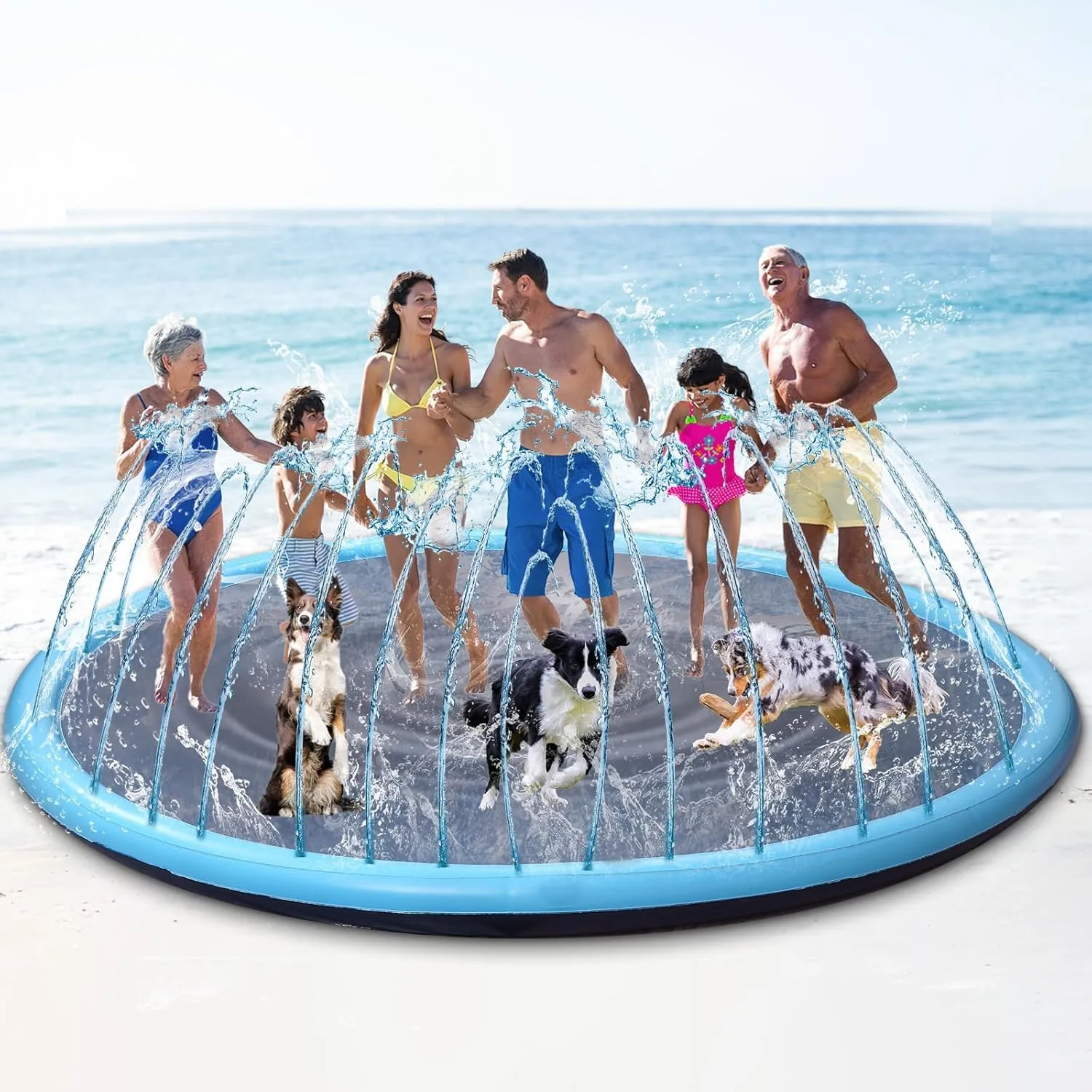 13 ft Giant Inflatable Splash Pad Extra Large 156" 2025 Update Non Slip Pad for Adults Large Dogs Pets Giant Thicken Sprinkler Pool Summer Outdoor Fun Backyard Fountain Play Mat (Classic Style)