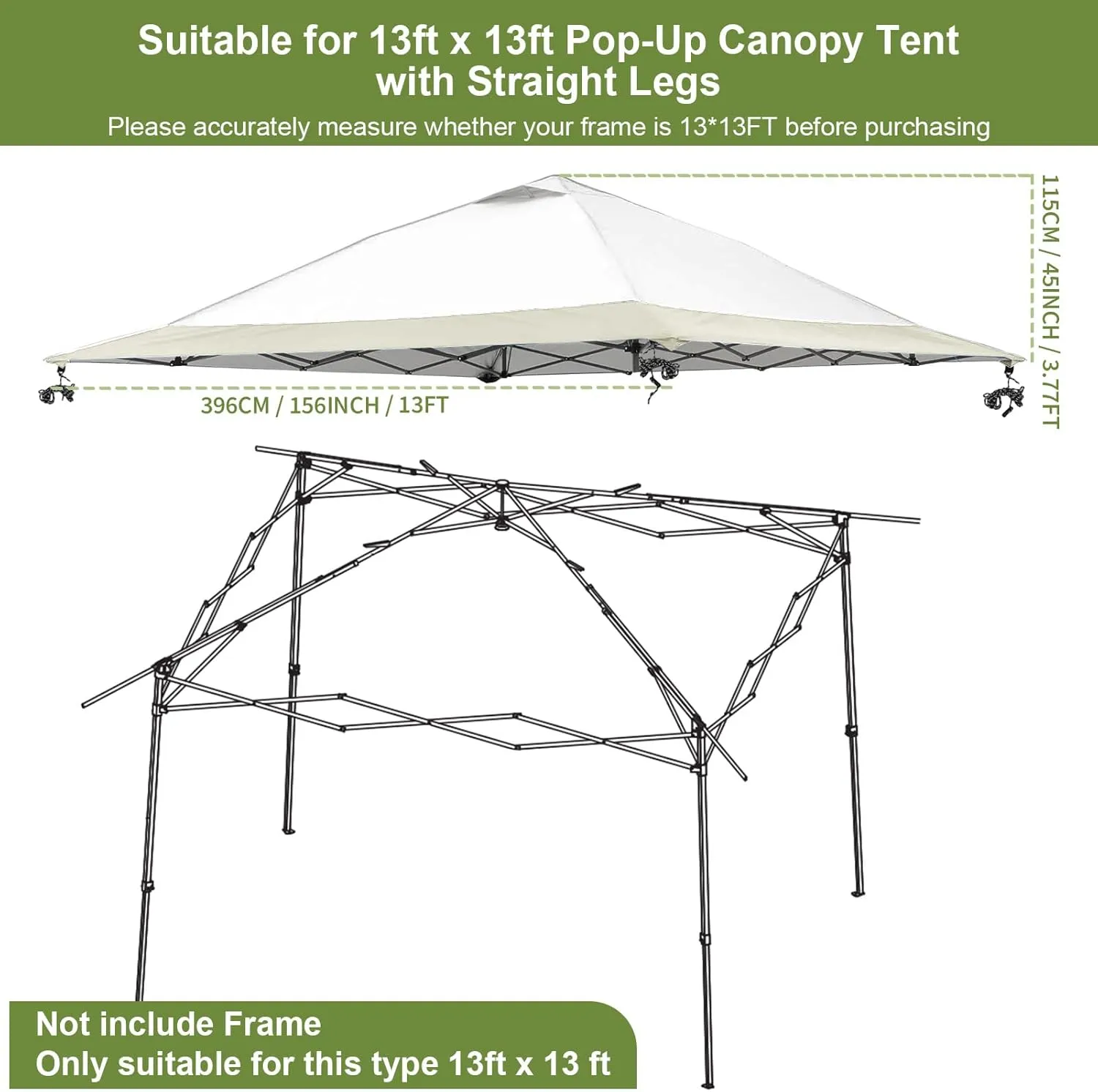 13x13 Canopy Replacement Top Cover,Single Tier Waterproof Instant Canopy Vented Top，Silver Coated Oxford Pop Up Canopy Replacement Cover for Outdoor Garden Camping(Top Only,396 * 396cm