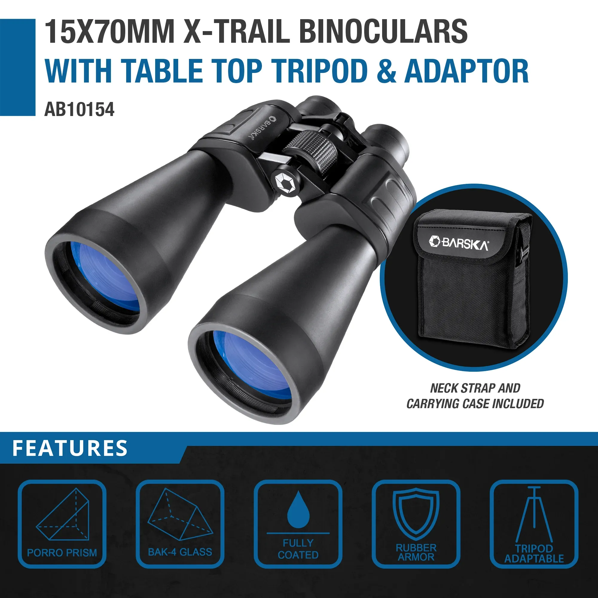 15x70mm X-Trail Binoculars with Table Top Tripod & Adaptor | AB10154