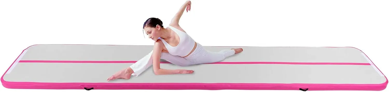 16.5 * 3.2ft Gymnastics Air Mat, 4 in Thickness Training Mats Tumble Track Tumbling Mat Inflatable Floor Mats for Home Use/Training/Gym/Yoga/Cheer-Leading/Parkour/Beach/Park with Pump