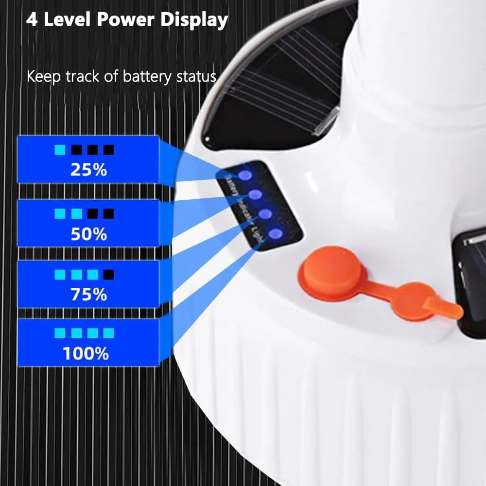2 in 1 Solar Lamp LED Remote Control Camping LED Blub Tent Lantern Lights 5 Mode USB Rechargeable Portable Tent Hanging Hook Flashlight Outdoor Fishing Emergency Courtyard Power Outage 2 Pack