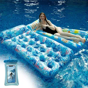 2 Pack Inflatable Pool Float Mat, Lounger, Multi-Purpose Swimming Pool Floats Toys for Pool Party, Summertime Beach, Outdoor，Giant Pool Floats Adult Size with Headrest,78.7" L,XL Size,