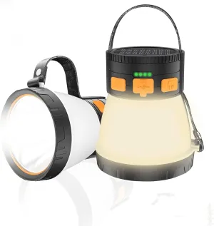 2 Pack LED Camping Lantern, 1500 Lumens Camping Lantern Rechargeable with Solar Panel Charging, Waterproof, 8 Light Modes, 7500mAh Power Bank, Camping Flashlight for Hurricane Emergency, Outdoor