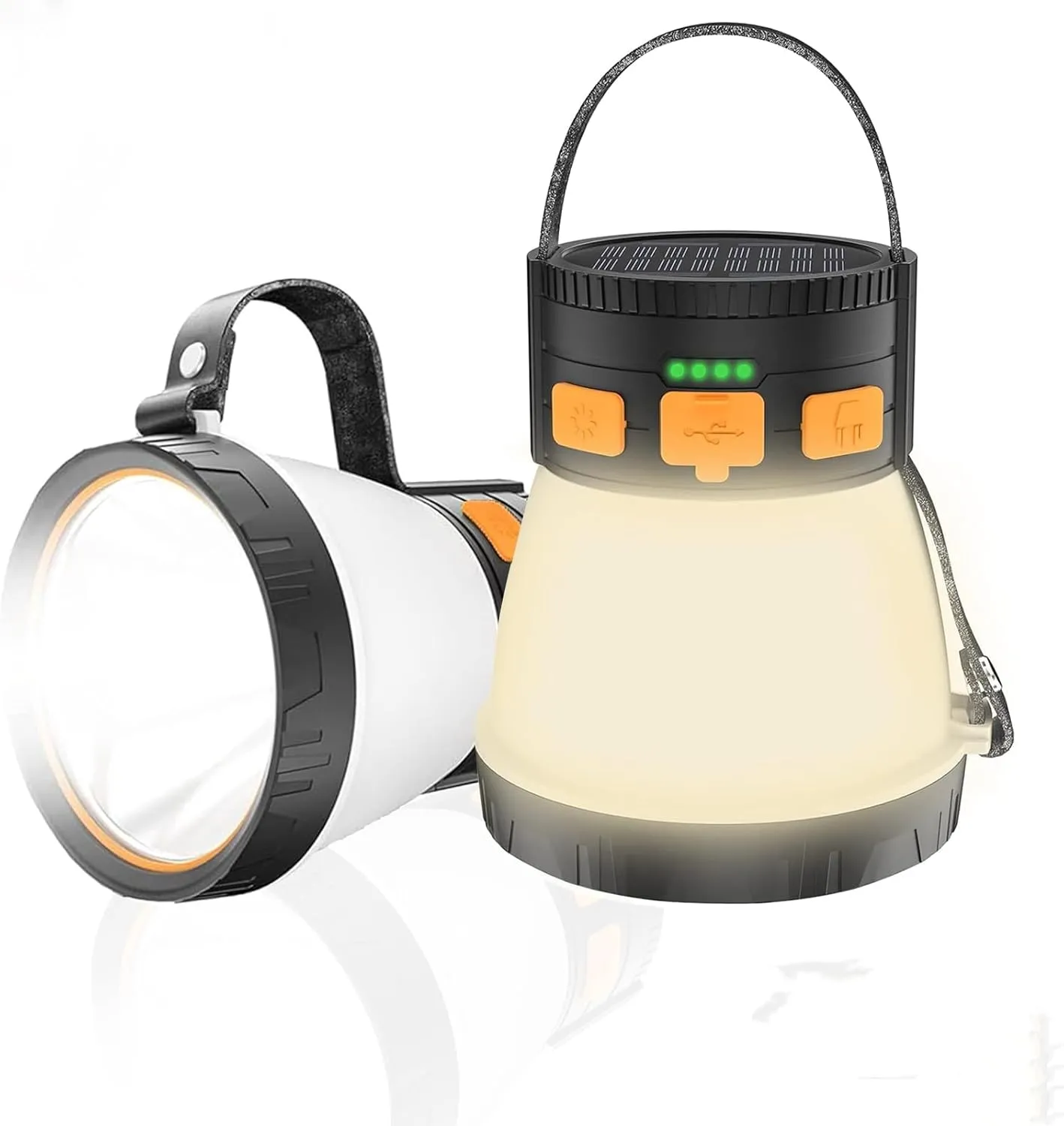 2 Pack LED Camping Lantern, 1500 Lumens Camping Lantern Rechargeable with Solar Panel Charging, Waterproof, 8 Light Modes, 7500mAh Power Bank, Camping Flashlight for Hurricane Emergency, Outdoor