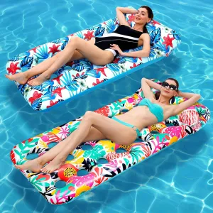 2 Pack Pool Floats Adult, Oversized Inflatable Pool Float Lounger Rafts Floaties for Adults with Headrest Floating Mat for Swimming Pool Lake Beach Party