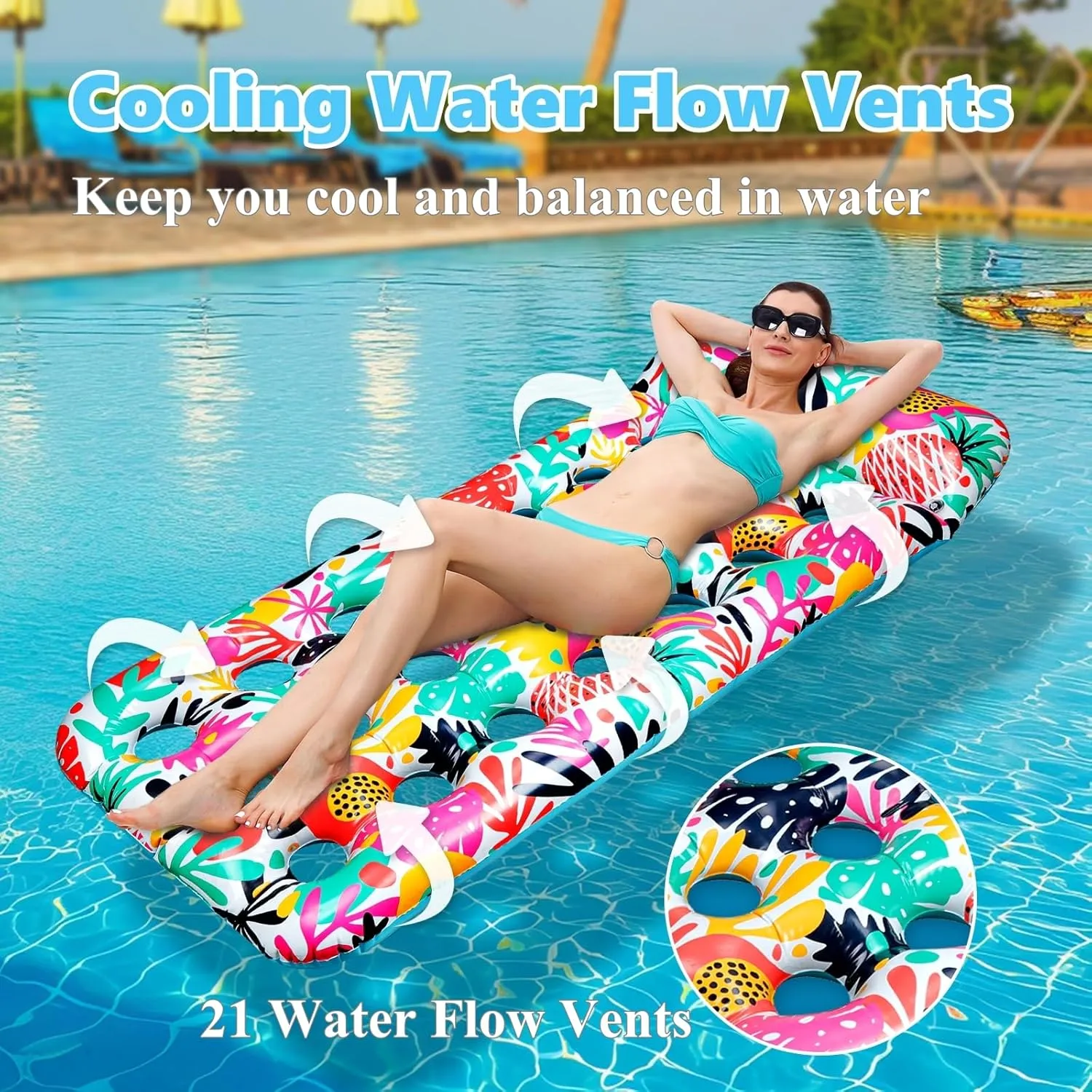 2 Pack Pool Floats Adult, Oversized Inflatable Pool Float Lounger Rafts Floaties for Adults with Headrest Floating Mat for Swimming Pool Lake Beach Party