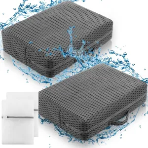 2 Pcs Hot Tub Booster Seat Weighted Spa Bathtub Booster Cushion with Micro Dot Quick Dry Non Slip Bottom, 4d Air Mesh Cover Inflatable Cushion Tub Accessories for Indoor Outdoor(Grey)