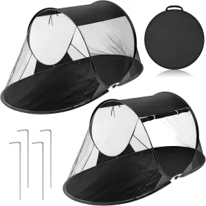 2 Pcs Pop up Mosquito Tent Outdoor for Camping One Person Bug Net Pop up Screen Tents Foldable Portable Waterproof Freestanding Insect Net for Summer Camp Bed Camping(Black)