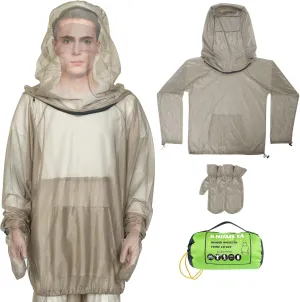 2-Piece Net Suit L/XL, Zippered Hood Jacket & Gloves Set, Thickened Breathable Mesh, Adjustable Fit for Upper Body Protection, Unisex Lightweight Outdoor Gear for Camping, Fishing, Hiking, Gardening