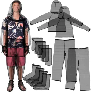 2 Sets Mosquito Net Suit Tick Net Pants Jacket Mittens and Socks Insect Proof Body Clothing Outdoor Hunting Camping Climbing