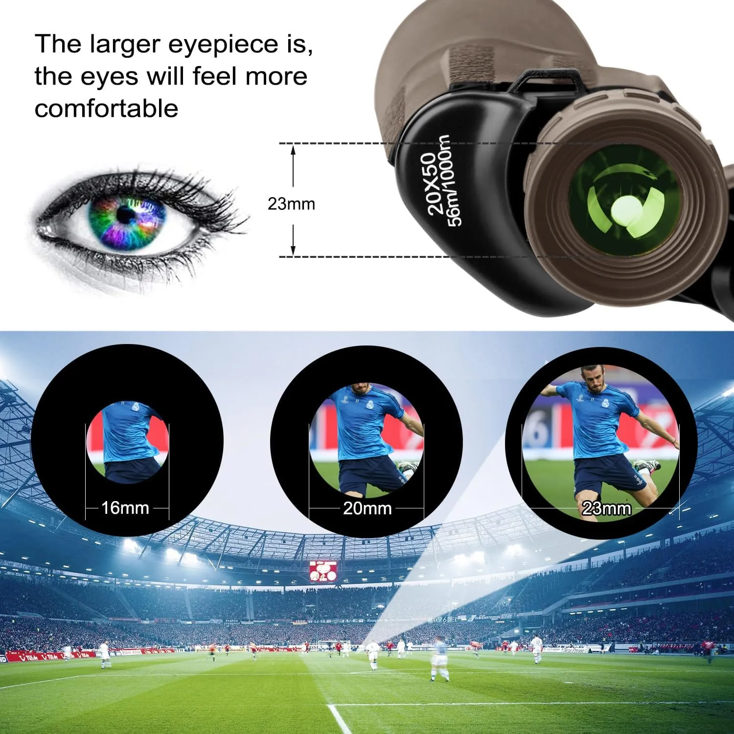 20x50 High Power Binoculars for Adults with Smartphone Adapter, HD Professional/Daily Waterproof Compact Binoculars for Bird Watching Hiking Concert Travel with BAK4 Prism FMC Lens, Mud