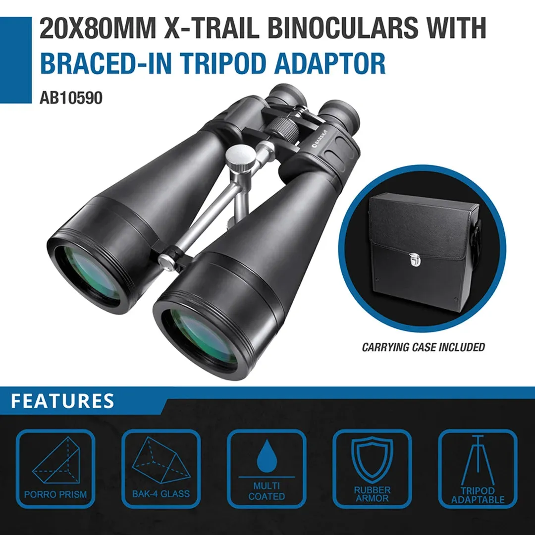 20x80mm X-Trail Binoculars with Braced-In Tripod Adaptor | AB10590