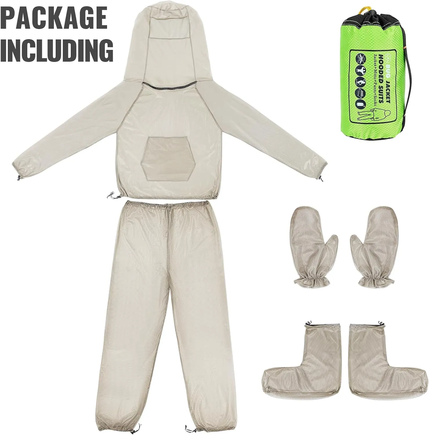 2/4pcs Mosquito Bug Suit for Men Women, Full Body Mosquito Net Suit Breathable Mesh Proof Clothing for Fishing, Hiking