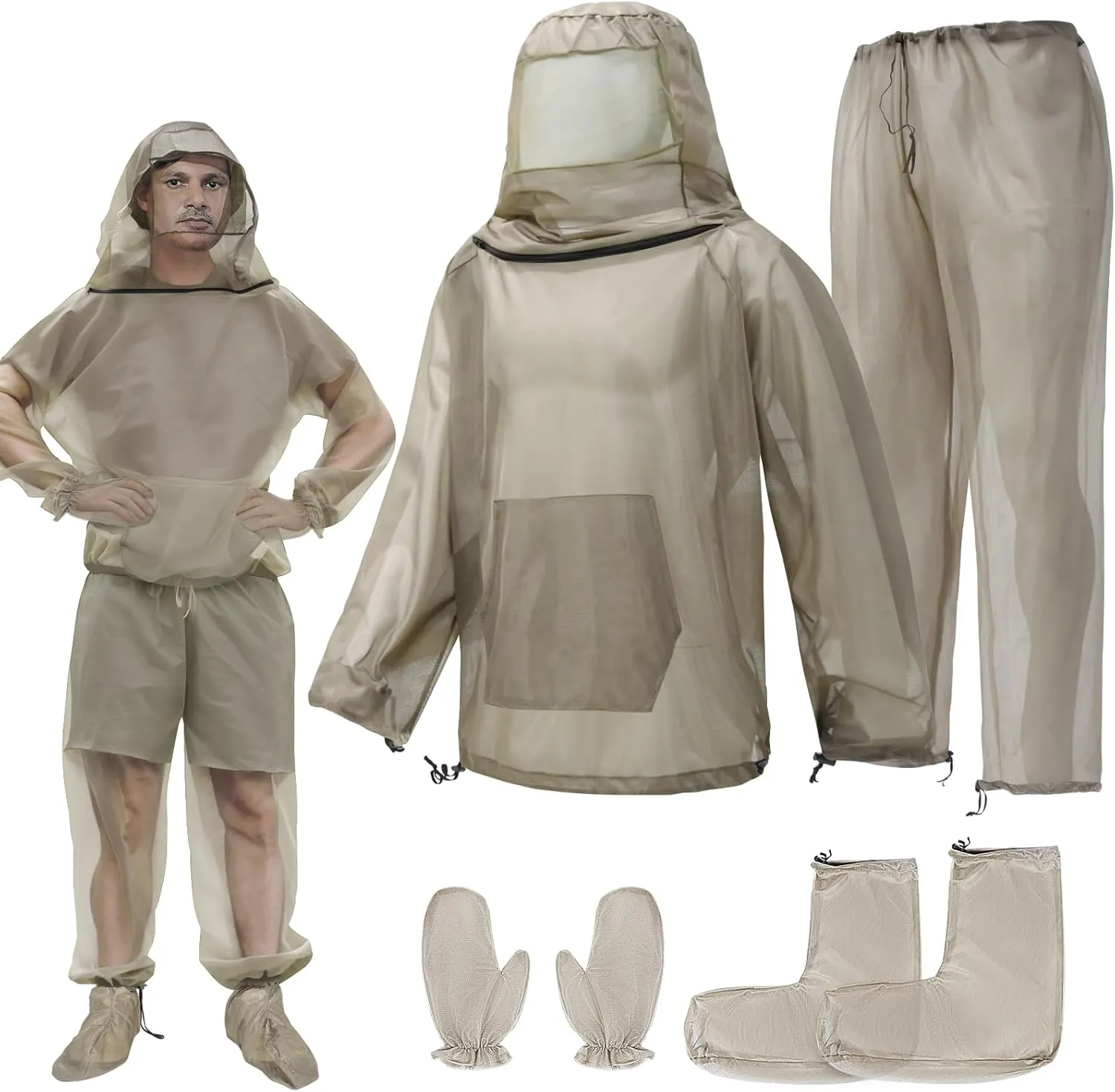 2/4pcs Mosquito Bug Suit for Men Women, Full Body Mosquito Net Suit Breathable Mesh Proof Clothing for Fishing, Hiking