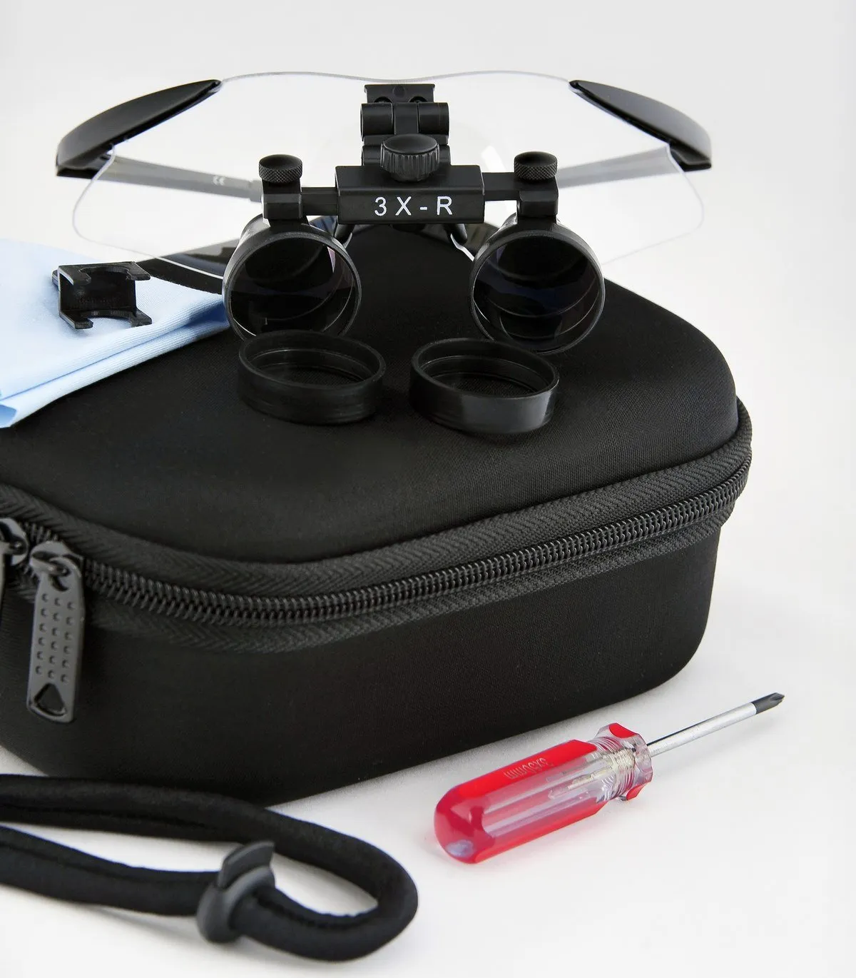 (2.5X 3X 3.5X Optional) Songzi Optics Black Frame Binocular Surgical Dental Loupes and Led Headlight Come with a Yellow Fliter (Working Distance :(360-460 mm) R, Magnification 3.5X)