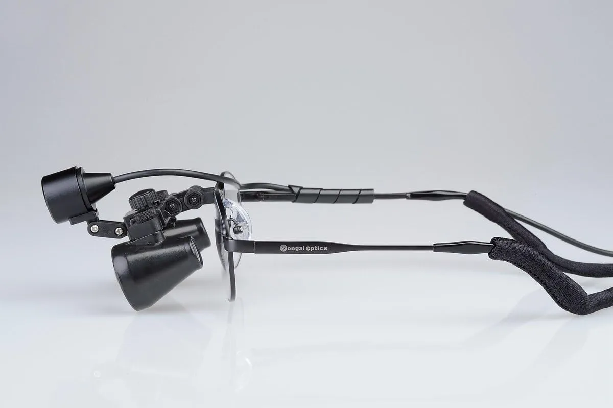 2.5X 3X 3.5X Optional Titanium Frame Binocular Dental Surgical Loupes with High Brightness Led Headlight (Working Distance :(500-600 mm) XL, Magnification:2.5X)
