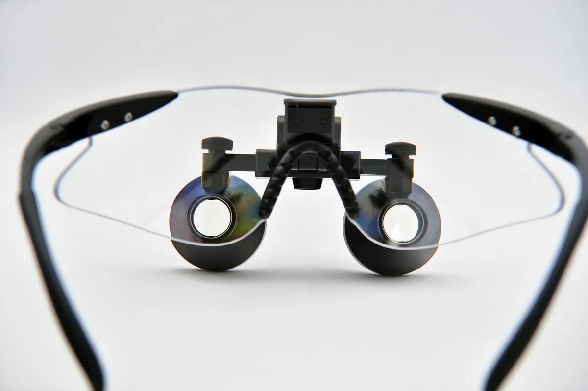 (2.5X,3X,3.5X Optional) Black Frame Binocular Dental Loupes Surgical Loupes & High Brightness Headlight (Working Distance :(360-460 mm) R, Magnification:3.5X)